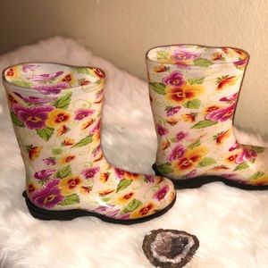 Floral rain boots